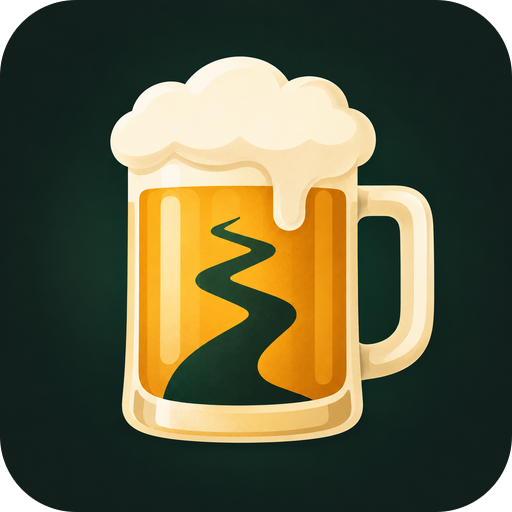 Beer Debt app icon: a beer mug with a winding trail